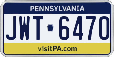 PA license plate JWT6470