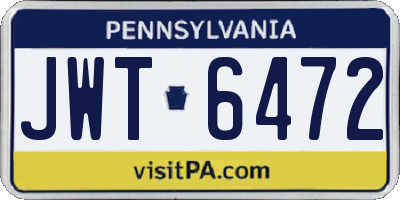 PA license plate JWT6472