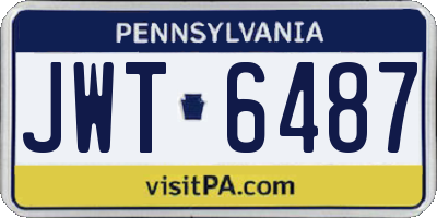 PA license plate JWT6487