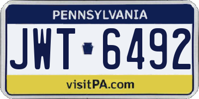 PA license plate JWT6492