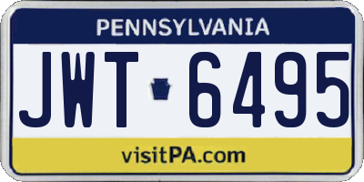 PA license plate JWT6495