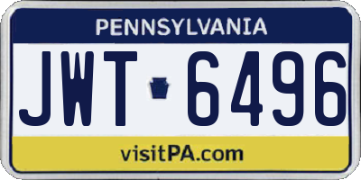 PA license plate JWT6496
