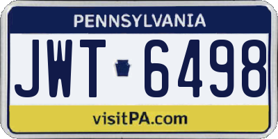 PA license plate JWT6498