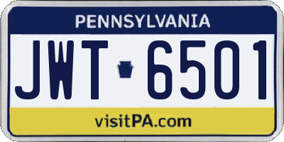PA license plate JWT6501