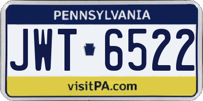 PA license plate JWT6522