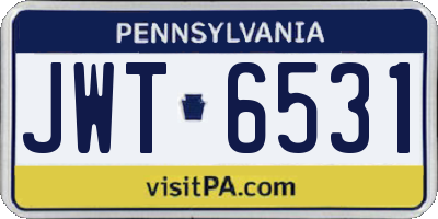 PA license plate JWT6531