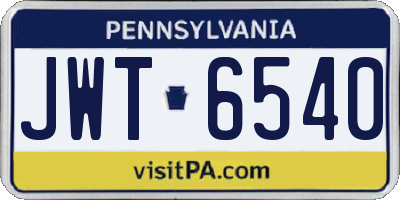 PA license plate JWT6540