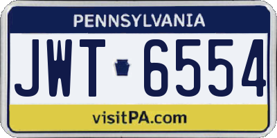 PA license plate JWT6554