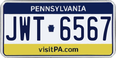 PA license plate JWT6567