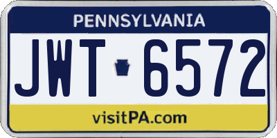 PA license plate JWT6572