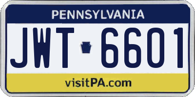 PA license plate JWT6601