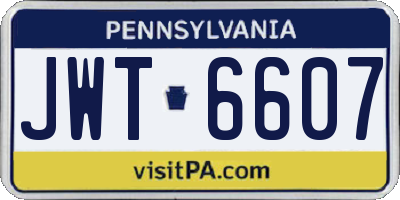 PA license plate JWT6607