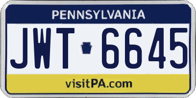 PA license plate JWT6645