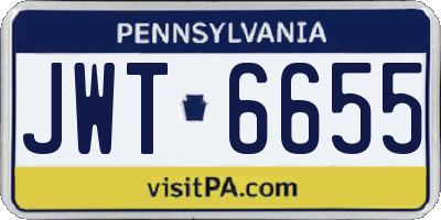 PA license plate JWT6655