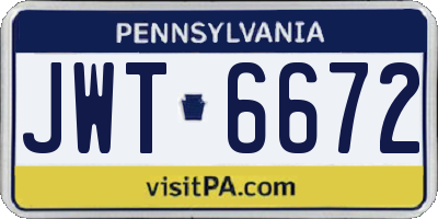 PA license plate JWT6672