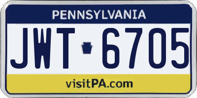 PA license plate JWT6705