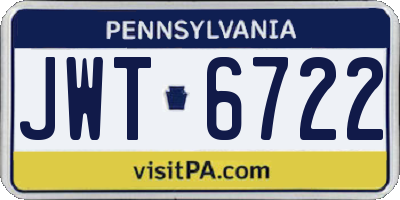 PA license plate JWT6722