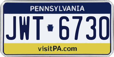 PA license plate JWT6730