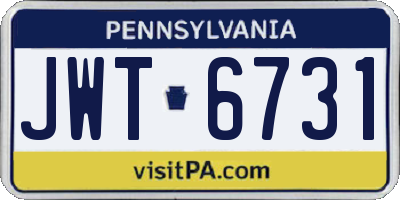 PA license plate JWT6731