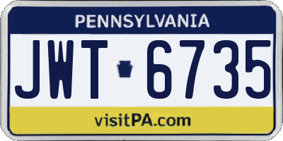 PA license plate JWT6735
