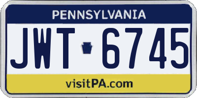 PA license plate JWT6745