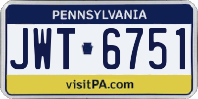 PA license plate JWT6751