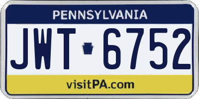 PA license plate JWT6752