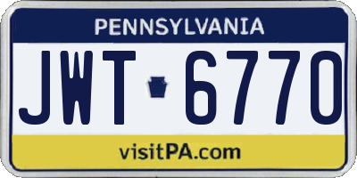 PA license plate JWT6770