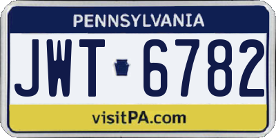 PA license plate JWT6782