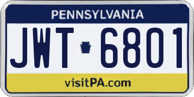 PA license plate JWT6801