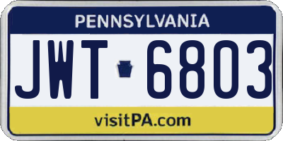 PA license plate JWT6803