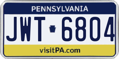 PA license plate JWT6804