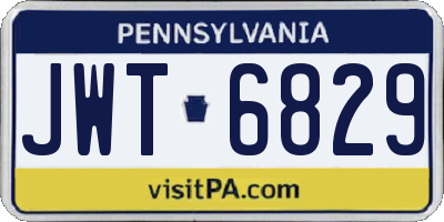PA license plate JWT6829