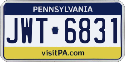 PA license plate JWT6831