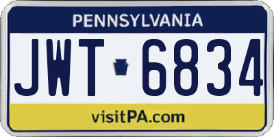 PA license plate JWT6834