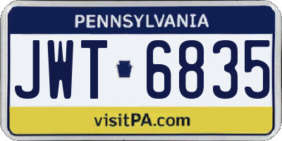 PA license plate JWT6835