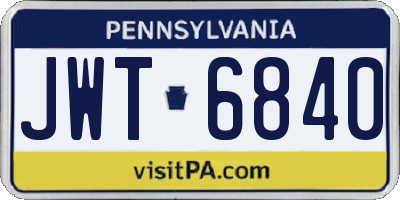 PA license plate JWT6840