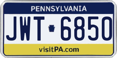 PA license plate JWT6850