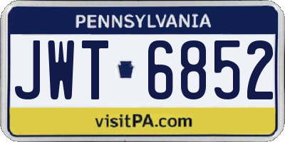 PA license plate JWT6852