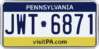 PA license plate JWT6871