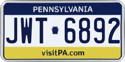 PA license plate JWT6892