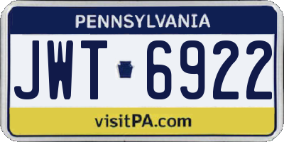 PA license plate JWT6922