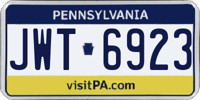 PA license plate JWT6923