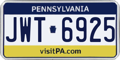 PA license plate JWT6925