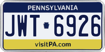 PA license plate JWT6926
