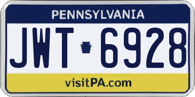 PA license plate JWT6928