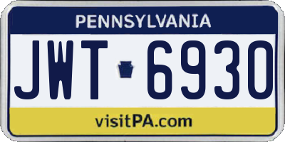PA license plate JWT6930