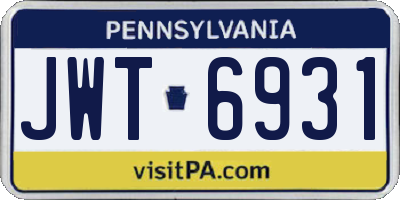PA license plate JWT6931