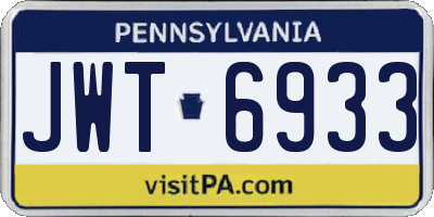 PA license plate JWT6933