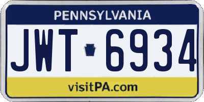 PA license plate JWT6934